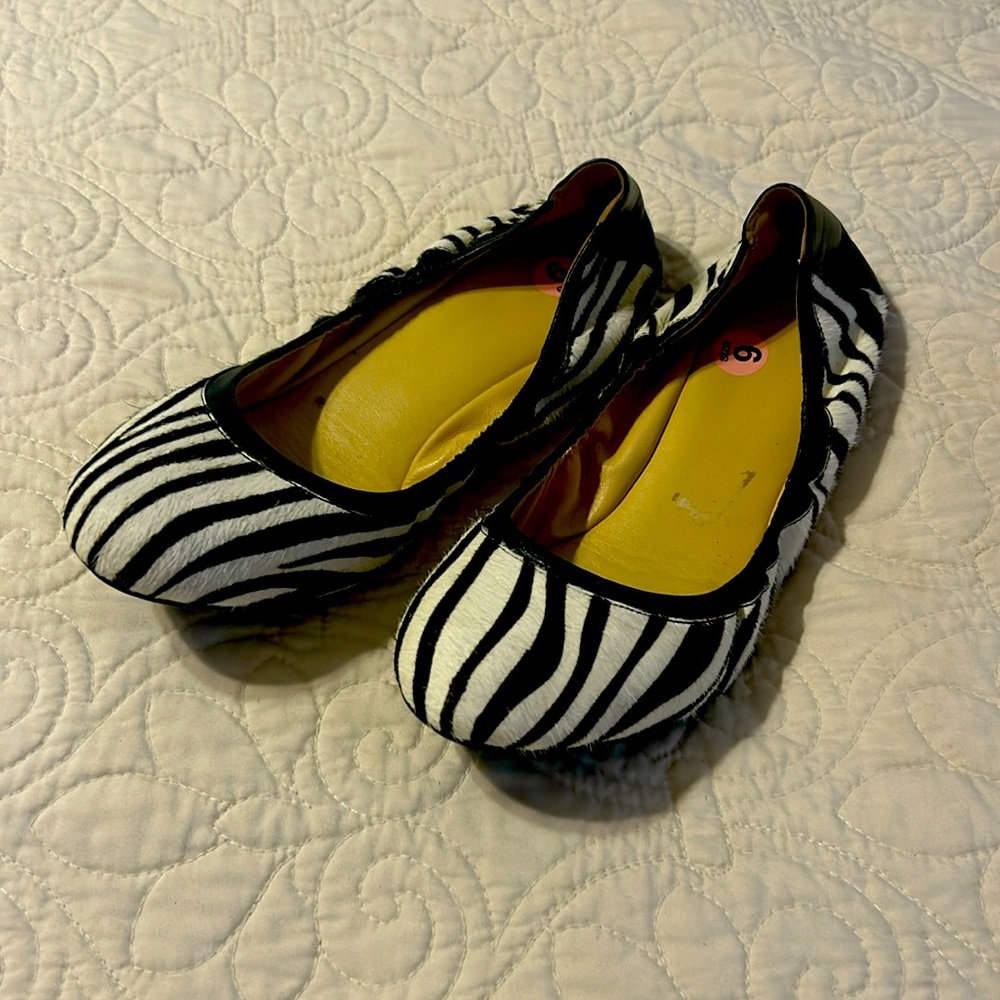 Cole Haan Shoes | Cole Haan Ballet Flats Zebra Calf Hair | Color: Black/White 9B